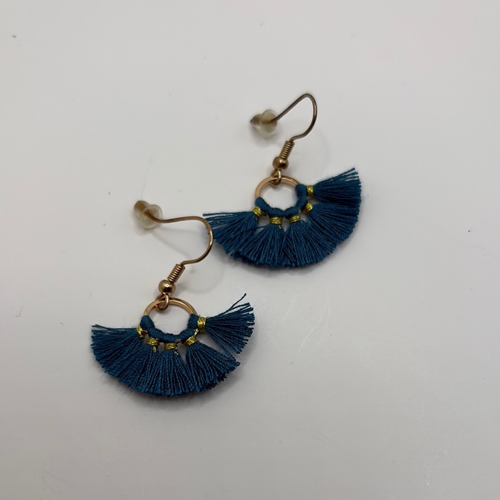 Elegant Blue Tassel Earrings